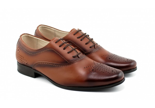 Pantofi barbati office, eleganti din piele naturala maro - 887MD